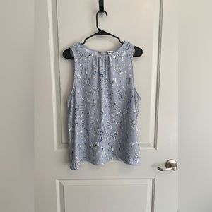 a new day Light Blue with Multicolor Print Sleeveless Blouse Size XXL